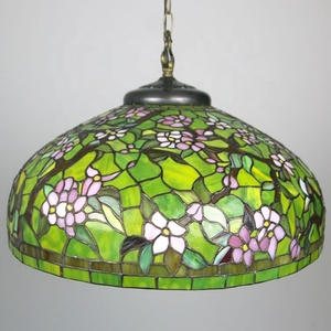 LongHuiJing Tiffany Pendant Light Handcrafted Stained Glass Ceiling Lamp Large Traditional 1-Lamp <b>Halogen</b>/LED 360 Beam - Product Image 4
