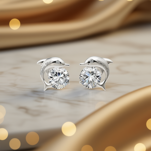 Pendientes de Plata 925 con Forma de Delfín Nitebba Siva, con Cristales de Imitación, Diseño Animal, Lindos, para Uso Diario, Joyería para Mujer - Product Image 2