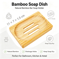 Porte-savon en bambou naturel écologique auto-drainant pour salle de bain, cuisine, hôtel, usage quotidien