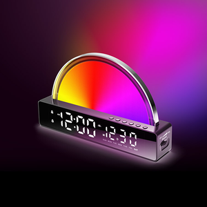 Horloge numérique de décoration intérieure, son de la nature, <span class=keywords><strong>radio</strong></span> FM, réveil avec date et température, bruit blanc, horloge de bureau, lumière de réveil au lever du soleil - Product Image 1