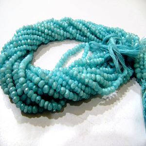 Collier de perles d'opale bleue naturelle facettées, forme ronde, 4-5 mm, 13 pouces de long - Product Image 1