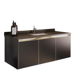 Meuble de salle de bain mural en céramique laquée de luxe avec miroir <span class=keywords><strong>LED</strong></span> et finition chromée pour hôtel - Product Image 5