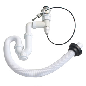 Kit di <span class=keywords><strong>scarico</strong></span> pop-up per lavabo <span class=keywords><strong>scarico</strong></span> per lavabo a sifone <span class=keywords><strong>salvaspazio</strong></span> con tubo flessibile di uscita - Product Image 2