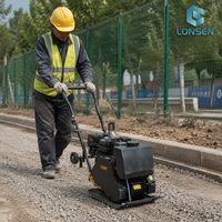 Compacteur à plaque autoporté Lonsen 6,5 CV C100T, force de vibration 20 kN, plaque 42*52 cm, moteur 80 kg