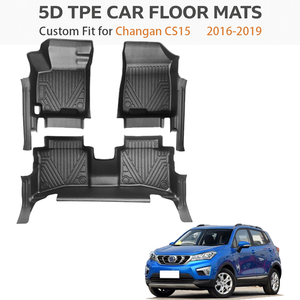 Custom Fit 5D <b>TPE</b> 3.5mm Thick 4-Piece Waterproof Car Floor Mats for Changan CS15CS Plus LHD 2016-2019 OEM Black/Beige - Product Image 1
