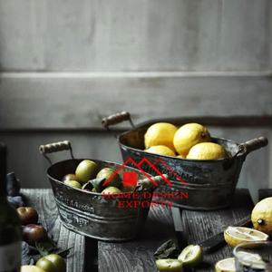 Panier à fruits vintage en fer pour décoration de jardin, plateau de présentation de pâtisserie en métal noir rustique en fer pour la vaisselle - Product Image 3