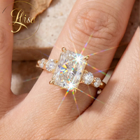 Bague de fiançailles en diamant radiant cultivé en laboratoire certifié IGI, personnalisée en argent sterling 925 plaqué or, bijoux de mariage pour femmes