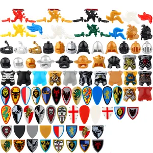 Medieval Small Particle Toy Figures Accessories Cavalry Helmet Armour MOC Block Brick for Legoings PVC Opp Bag Play Multi Color