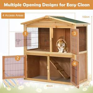 Doppeldecker Rabbit Hutch Wasserdichtes Dach Meers chweinchen Frettchen Käfig Rampe Outdoor Pet <span class=keywords><strong>House</strong></span> für Kleintiere Holzbau - Product Image 2