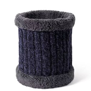 Calentador de cuello de punto con forro polar para hombre, máscara de invierno cálida de felpa para ciclismo, azul, negro, gris - Product Image 1