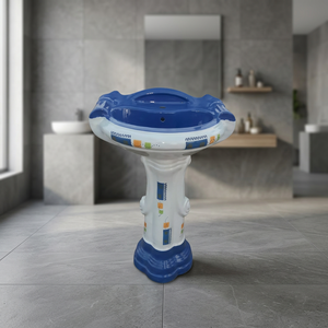 Lavabos Modernos Rectangulares de Cerámica con Pedestal, Lavamanos Grandes para Uso Hospitalario - Product Image 3