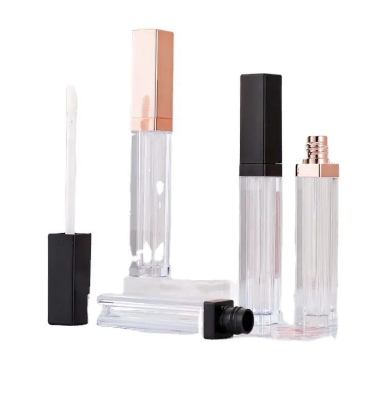 Empty Square 5ML Gold Lip Gloss Tubes Matte Frosted Lip Gloss Container Tubes In Stock