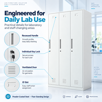 Casier pour personnel de laboratoire avec portes ventilées, serrures à clé individuelles, options de compartiments personnalisables, support pour la conception de plans de laboratoire