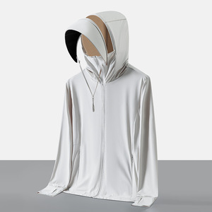 <strong>Lightweight</strong> Quick Dry Custom Logo Ice Silk Sun Protection Rash Guard Coat UV Protection <strong>Men</strong> Women Summer <strong>Jacket</strong> With Hood Cap - Product Image 3