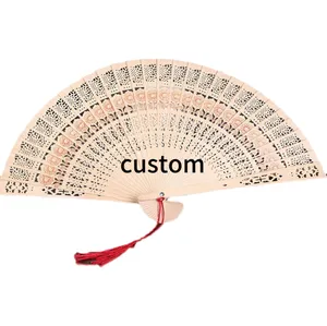 2024 new arrival Customized printing decoration bamboo hand fans wedding hand fan bamboo customize hand fan