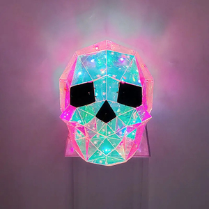 Decoración de Calavera LED Iridiscente para Halloween, Adorno Luminoso Holográfico, Decoración Geométrica de PET para Fiestas en Casa y Jardín - Product Image 5