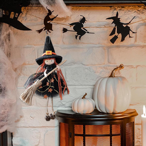 Decoraciones <span class=keywords><strong>de</strong></span> Muñecas <span class=keywords><strong>de</strong></span> Bruja <span class=keywords><strong>de</strong></span> Halloween, Muñeca Colgante <span class=keywords><strong>de</strong></span> Bruja con Escoba Voladora, Ángel, Campana, para Árbol <span class=keywords><strong>de</strong></span> Halloween - Product Image 6