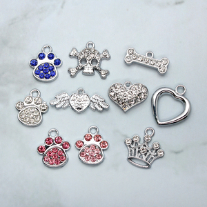 Claro completo Rhinestone estrella pata corazón hueso corona llave calavera colgante encantos colgar encantos DIY fabricación ajuste mascota Collar collar - Product Image 2