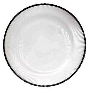Vendita diretta di fabbrica stile europeo 13 pollici costolato nero cerchione caricabatteria in <span class=keywords><strong>vetro</strong></span> senza piombo cibo sicuro eco-friendly per 100 pz - Product Image 2