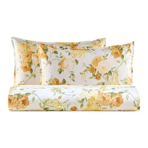 Handcrafted Wholesale Bedding Pillow Cases Flowers Print Italian Percale Duvet Cover 100% Cotton Bedding Set