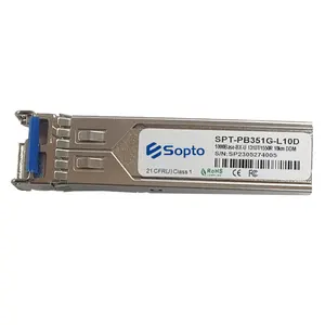 Sopto 1.25G modul SFP BIDI 1310nm 1550nm konektor SC 10km 20km 40km kompatibel Merek 1G Transceiver SFP