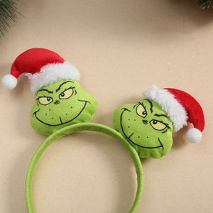 Serre-tête <span class=keywords><strong>de</strong></span> Noël Grinch en peluche, ornements visage Grinch, mini-casquettes <span class=keywords><strong>de</strong></span> Père Noël en tissu doux, accessoire <span class=keywords><strong>de</strong></span> cheveux pour fête <span class=keywords><strong>de</strong></span> fin d'année - Grande Vente - Product Image 6