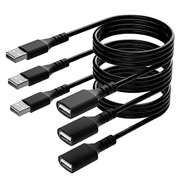 3 Pack 3.0 Extension Cable 0.2m PVC Material Nylon Braid Male/Female Adapter for Printer Flash Drive Hard Drive Laptop-Black