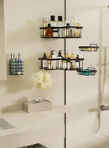 5 Sets Modern Wall Mounted Bathroom Accessories Polish Stainless Steel Bathroom Basket Shelf Corner Shelf Shower Shelves Caddy