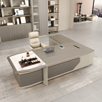 Bureau de direction ergonomique modulaire personnalisable et extensible en forme de L avec table à thé et armoire latérale en placage de bois MDF