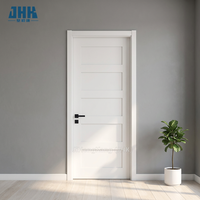 Portes intérieures massives de style Shaker à cinq panneaux, avec apprêt blanc, qualité supérieure, surface personnalisée, production en série, modèle JHK-SK05