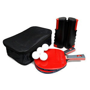 Juego de raquetas de tenis de mesa profesional portátil Juego de raqueta y pelota de ping pong con rejilla de fibra de carbono Fondo de madera y goma - Product Image 2