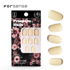 Ongles vierges solides de haute qualité en vrac faux ongles américains ronds courts avec de la colle simple 24 faux ongles artificiels - Product Image 3