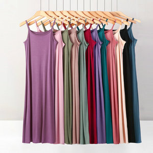 Camicie <span class=keywords><strong>da</strong></span> <span class=keywords><strong>Notte</strong></span> Estive Primaverili Taglie Forti per Donne, Abito Lungo <span class=keywords><strong>da</strong></span> <span class=keywords><strong>Notte</strong></span> in <span class=keywords><strong>Modal</strong></span> e Cotone con Spalline - Product Image 1