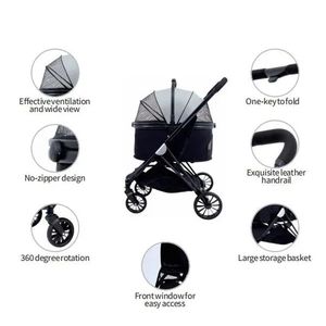 <span class=keywords><strong>Poussette</strong></span> pliable de <span class=keywords><strong>luxe</strong></span> pour animaux de compagnie avec chariot portable détachable de petite et moyenne taille pour les sorties - Product Image 5