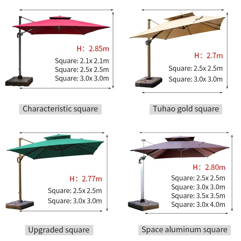 Sombrillas de patio grandes para exteriores, luz led solar, sombrilla de jardín, restaurante, cafetería, Hotel, sombrilla voladiza comercial para exteriores