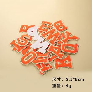 Hot Sale Cheap Self Adhesive 8cm Glitter Gold Edge Colorful Embroidered Letter Chenille Patches - Product Image 5