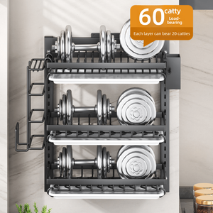 3-Tier treo tường thép không gỉ món ăn khô giá bồn rửa tấm Bát tủ bếp Organizer <span class=keywords><strong>drainer</strong></span> giá công cụ sử dụng - Product Image 3