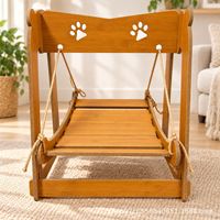 Lit suspendu pour chat en bois OEM avec cadre en bambou, hamac personnalisé, ensemble de conception sur mesure, pack de vente en gros