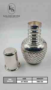 Kalash de Plata de Ley con Cristal, Tamaño Grande, Hecho a Mano, Recipiente Tradicional Indio para Rituales de Pooja en el Templo del Hogar - Product Image 2