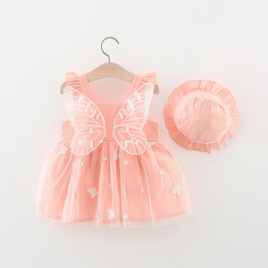 Vestidos para Niñas Estilo Coreano, Nuevo Diseño de Vestido, Ropa de Bebé, Falda de Verano, Vestido para Niñas con Sombrero de Paja - Product Image 5