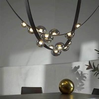Lustre moderne américain de luxe, décoration pour bureau commercial, lampe LED ronde en cristal pour salon, lustre à pampilles pour cuisine