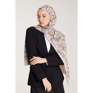 Lightweight Breathable Pure Tone Black Pashmina Scarf Long Cotton <b>Head</b> <b>Wrap</b> with Marginal Stone Pattern for Spring Season - Product Image 3