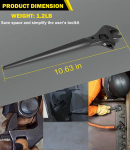 Có thể điều chỉnh 8inch 10inch 12inch thêm rộng <span class=keywords><strong>spud</strong></span> cờ lê với Tether lỗ hệ thống đo lường số liệu cho các loại hạt bu lông lên 1-7/16-inch - Product Image 3