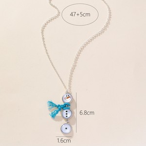 Cute Cartoon Snowman Button Pendant Necklace Zinc Alloy Blue <b>Red</b> <b>Scarf</b> Christmas Winter Gift Jewelry - Product Image 2