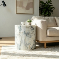 Table d'appoint en marbre blanc Arabescato naturel à socle bas pour villas, hôtels, maisons de luxe, salons