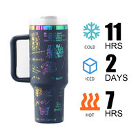 Gobelet de voyage isotherme à double paroi de 40 oz en acier inoxydable personnalisé, plaqué or, cuivre et arc-en-ciel, gravé au laser