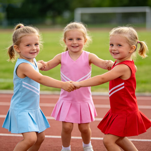 Abiti Estivi per Bambini, Uniformi da Cheerleader all'Ingrosso, Gonne Plissettate con Logo Personalizzato, Vestitini per Bambine - Product Image 2