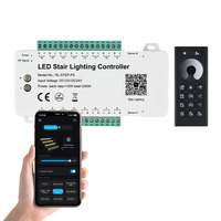Système d'automatisation de l'éclairage d'escalier DC12-24V Câblage à 16 canaux nécessaire Contrôle de l'application Bluetooth et gradation coulissante RF Modes multiples