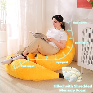 Fauteuil pouf banane Art Déco, ottoman, canapé-lit, repose-pieds, chaise longue convertible confortable en mélange de mousse et de polyester pour adolescents et adultes, ultra doux - Product Image 3
