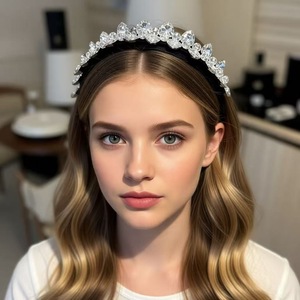Diadema Antideslizante con Pedrería Brillante, Estilo Europeo Americano, 15cm, Accesorios para el Cabello para Mujer, para Fiestas y Compromisos - Product Image 2